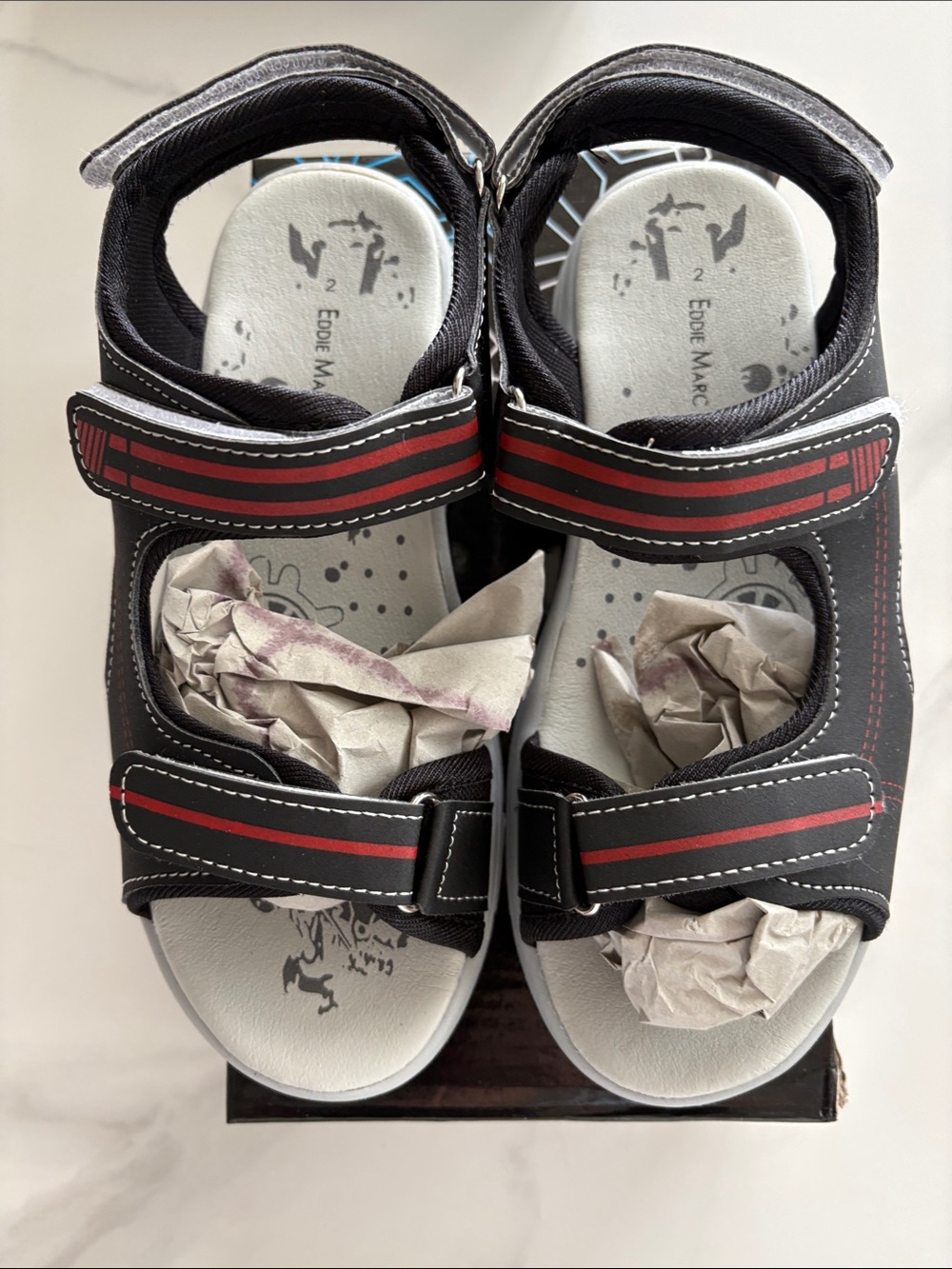 Kids Black & Red Sport Sandals